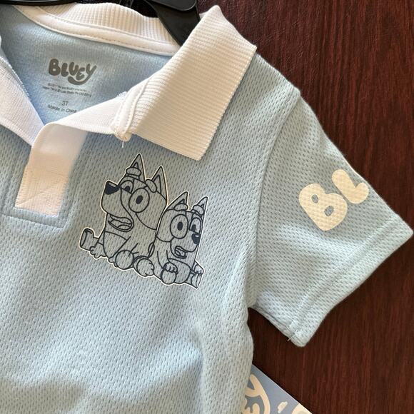 Bluey Toddler Boys Short Sleeve Polo Top and Shorts Set, 2-Piece - Picture 2 of 3